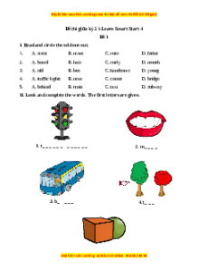 Đề thi giữa kì 2 Tiếng Anh lớp 4 i-Learn Smart Start (Đề 1)