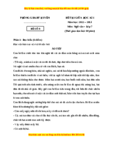 Đề thi giữa kì 1 Ngữ Văn lớp 7 Cánh diều có đáp án (Đề 8)