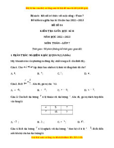 Đề thi giữa học kì 2 Toán 7 Kết nối tri thức có đáp án (Đề 4)