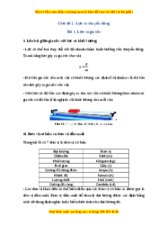 Lý thuyết Vật lí 10 Cánh diều Chủ đề 2 Bài 1: Lực và gia tốc
