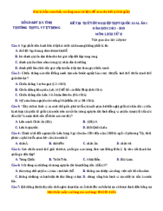 Đề thi thử Lịch sử trường Lý Tự Trọng - Hà Tĩnh lần 1 năm 2023