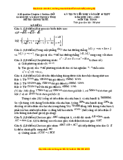 Đề thi vào 10 môn Toán tỉnh Hà Tĩnh năm 2022