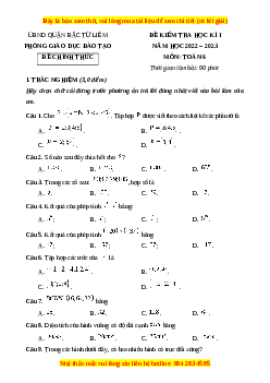 Đề thi cuối kì 1 Toán 6 Kết nối tri thức Phòng GD&ĐT Quận Bắc Từ Liêm - TP Hà Nội