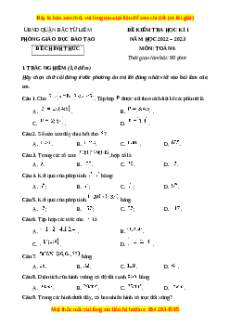 Đề thi cuối kì 1 Toán 6 Kết nối tri thức Phòng GD&ĐT Quận Bắc Từ Liêm - TP Hà Nội