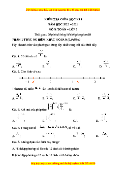 Đề thi giữa học kì 1 Toán 7 Chân trời sáng tạo có đáp án (Đề 1)