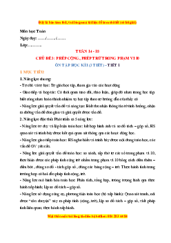 Giáo án Ôn tập học kì 1 Toán lớp 1 Chân trời sáng tạo
