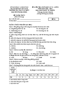 Đề thi cuối kì 2 KHTN (song song) 8 Kết nối tri thức trường THCS Nguyễn Tri Phương - TP Hồ Chí Minh