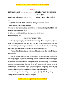 Đề thi cuối kì 2 Tiếng Việt lớp 3 Kết nối tri thức (Đề 2)