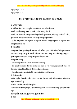 Giáo án Phép nhân, phép chia phân số Toán 6 Cánh diều