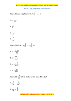Trắc nghiệm Cộng, trừ, nhân, chia số hữu tỉ Toán 7 Cánh diều