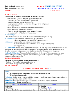 Giáo án Unit 2: My house Tiếng Anh 6 Global success