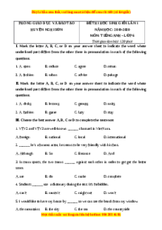 Đề thi học sinh giỏi Anh 6 Huyện Nghi Sơn năm 2019-2020