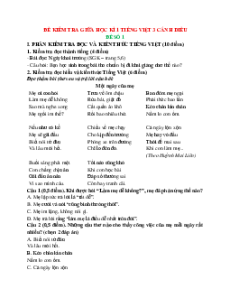 Bộ đề thi giữa kì 1 Tiếng Việt lớp 3 Cánh diều có đáp án