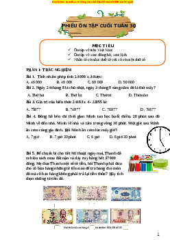 Bài tập cuối tuần Toán lớp 3 Tuần 30 Kết nối tri thức (có lời giải)
