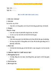 Giáo án Bài 10 Công nghệ lớp 4 Kết nối tri thức: Đồ chơi dân gian
