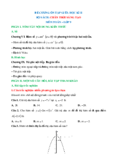 Đề cương ôn tập Giữa kì 2 Toán 9 Chân trời sáng tạo