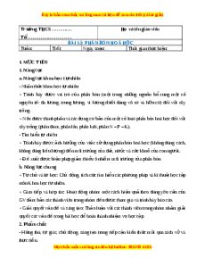 Giáo án Phân bón hoá học Hóa học 8 Cánh diều