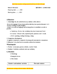 Giáo án Review 1 Tiếng Anh 9 CV 5512