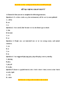 Đề thi cuối kì 2 Tiếng Anh 9 PGD Đại Từ năm 2023