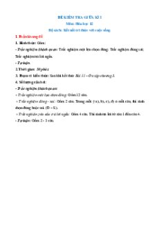 Bộ 6 đề thi giữa kì 1 Hóa học 12 Kết nối tri thức cấu trúc mới có  tự luận