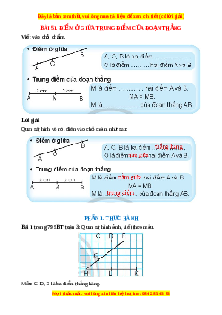 VBT Toán lớp 3 Bài 51 (Chân trời sáng tạo): Điểm ở giữa. Trung điểm của đoạn thẳng
