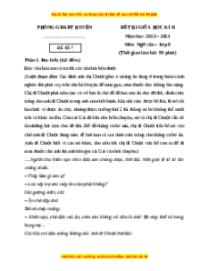 Đề thi giữa kì 2 Ngữ văn 8 Chân trời sáng tạo (Đề 7)