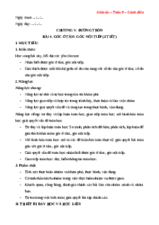 Giáo án Góc ở tâm. Góc nội tiếp Toán 9 Cánh diều