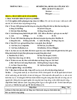 Bộ 7 đề thi giữa kì 1 Lịch sử&Địa Lý 9 Chân trời sáng tạo Cấu trúc mới