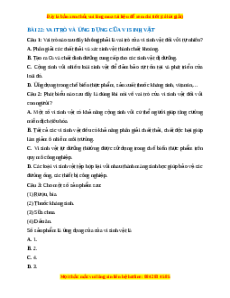 Trắc nghiệm Vai trò và ứng dụng của vi sinh vật Sinh học 10 Kết nối tri thức