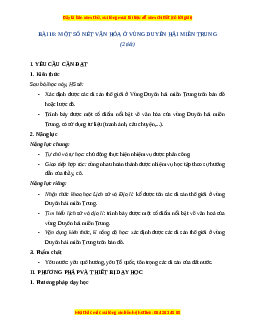 Giáo án Bài 16 Lịch sử & Địa lí lớp 4 Chân trời sáng tạo: Một số nét văn hoá ở vùng duyên hải miền Trung