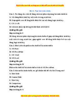Trắc nghiệm Tin học 7 Bài 11 Chân trời sáng tạo: Tạo bài trình chiếu