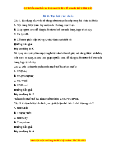 Trắc nghiệm Tin học 7 Bài 11 Chân trời sáng tạo: Tạo bài trình chiếu