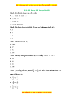Trắc nghiệm Bội chung. Bội chung nhỏ nhất Toán 6 Kết nối tri thức