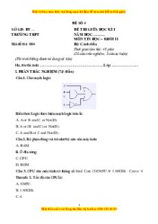 Đề thi giữa kì 1 Tin học 11 Cánh diều (đề 4)
