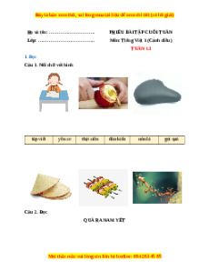 Bài tập cuối tuần Tiếng việt lớp 1 Tuần 13 Cánh diều (có lời giải)