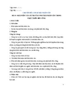 Giáo án chuyên đề Bài 8: Khái niệm và giá trị của sinh thái nhân văn trong phát triển bền vững Sinh học 12 Kết nối tri thức
