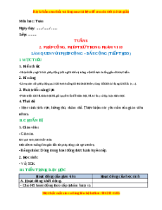 Giáo án Làm quen với Phép cộng - Dấu cộng (Tiếp theo) Toán lớp 1 Cánh diều