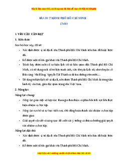 Giáo án Bài 20 Lịch sử & Địa lí lớp 4 Cánh diều: Thành phố Hồ Chí Minh