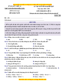 Đề thi thử Sinh học Liên trường Phan Bội Châu - Nghệ An lần 1 năm 2023