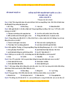 Đề thi thử Lịch sử Sở Nghệ An lần 1 năm 2023