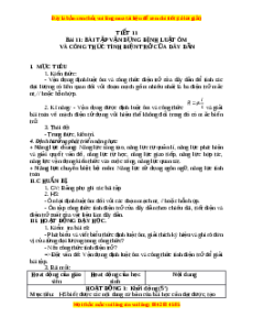 Giáo án Bài tập về công suất điện và điện năng sử dụng Vật lí 9