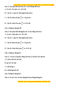 Trắc nghiệm Vận tốc, gia tốc trong dao động điều hoà Vật lí 11 Kết nối tri thức
