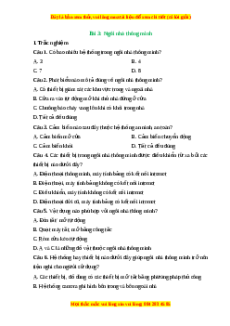 Trắc nghiệm Bài 3 Công nghệ 6 Cánh diều: Ngôi nhà thông minh