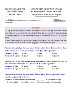 Đề thi thử tốt nghiệp Tiếng Anh trường Chuyên Bắc Giang năm 2024