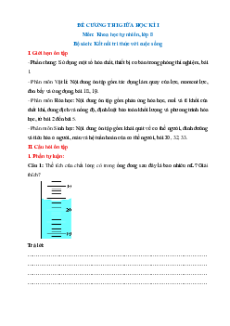 Đề cương ôn tập Giữa kì 1 Khoa học tự nhiên 8 Kết nối tri thức