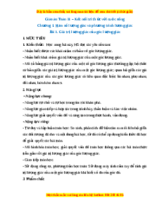 Giáo án Giá trị lượng giác của góc lượng giác Toán 11 Kết nối tri thức