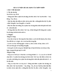 Giáo án Bài 3 Địa lí 12 Cánh diều (2024): Sự phân hoá đa dạng của thiên nhiên