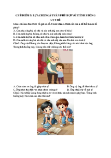 Câu hỏi ôn thi Trạng Nguyên Tiếng Việt lớp 1 Chủ điểm 5: Lựa chọn câu văn phù hợp với tình huống cụ thể