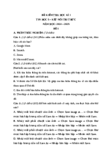 Bộ 3 đề thi Cuối kì 1 Tin học lớp 5 Kết nối tri thức có đáp án