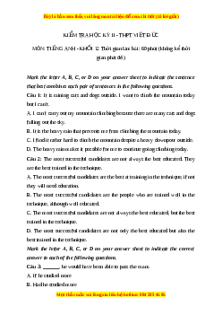 Đề thi cuối kì 2 Tiếng Anh lớp 12 trường THPT Việt Đức năm 2023